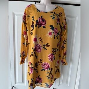 Maurices yellow floral shift dress small s spring Easter